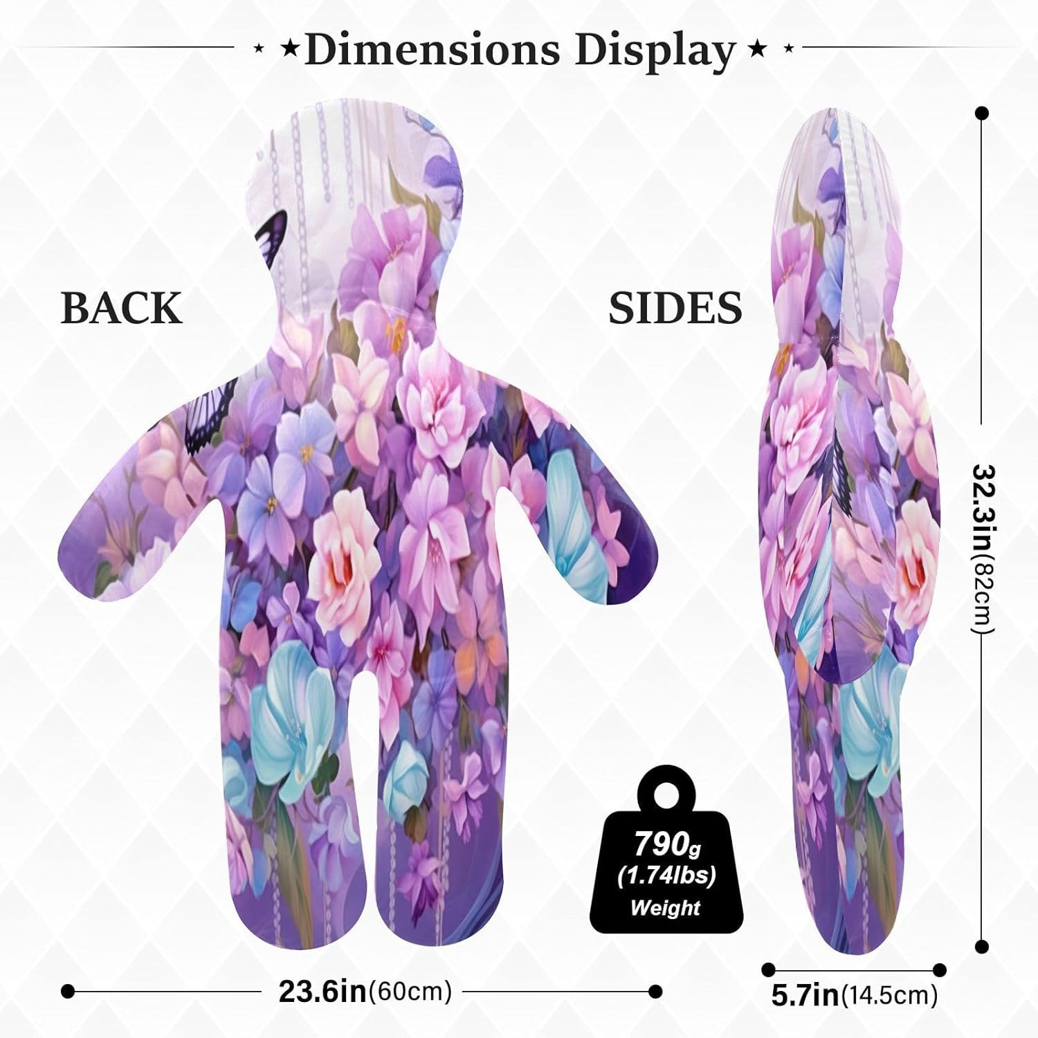 Butterfly Butterflies Human-Shaped Pillow Soft Body Pillows Washable Velvet Pillows for Anxiety Relief Sleeping Cuddling & Support