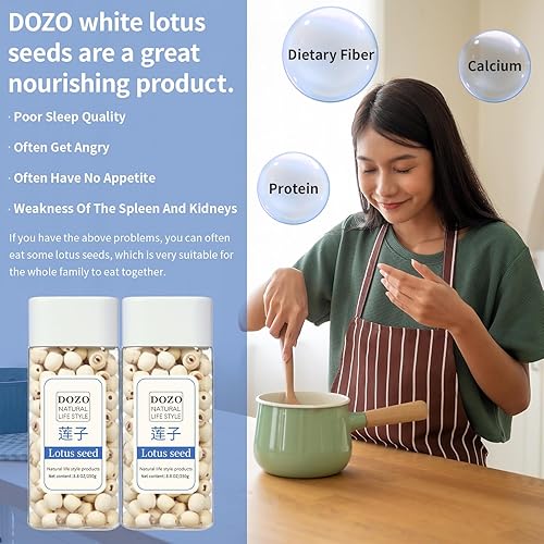 Miniatura 6 de DOZO Semillas de loto secas naturales de 17.6 oz500 g de semillas de loto para comer eliminación de núcleos, dermoabrasión, semillas de loto premium