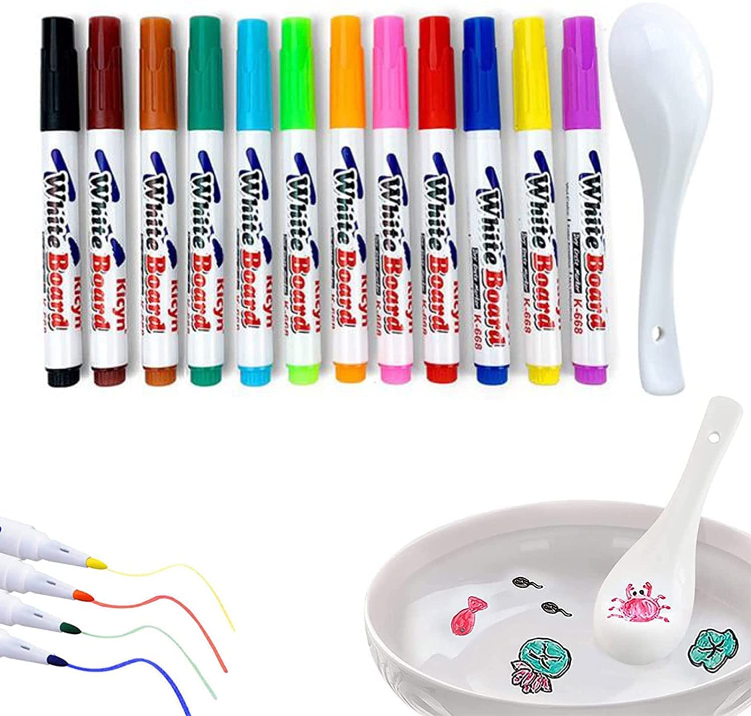 REMANG 11Pcs Multicolor Magical Water Floating Painting Pen, Magical Floating Ink Pen Come with 1 Spoon for Floating Operation, Best Floating Marker Pen For Kids Playing Toys (B0C1VXKKX6) Amazon Price History, Amazon Price Tracker