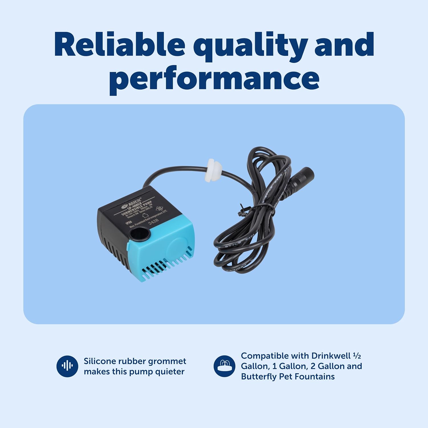 PetSafe Drinkwell Replacement Pump, Quiet Operation | Compatible with Drinkwell 1/2 Gallon, 1 Gallon, 2 Gallon, and Butterfly Fountains, Includes Power Adaptor
