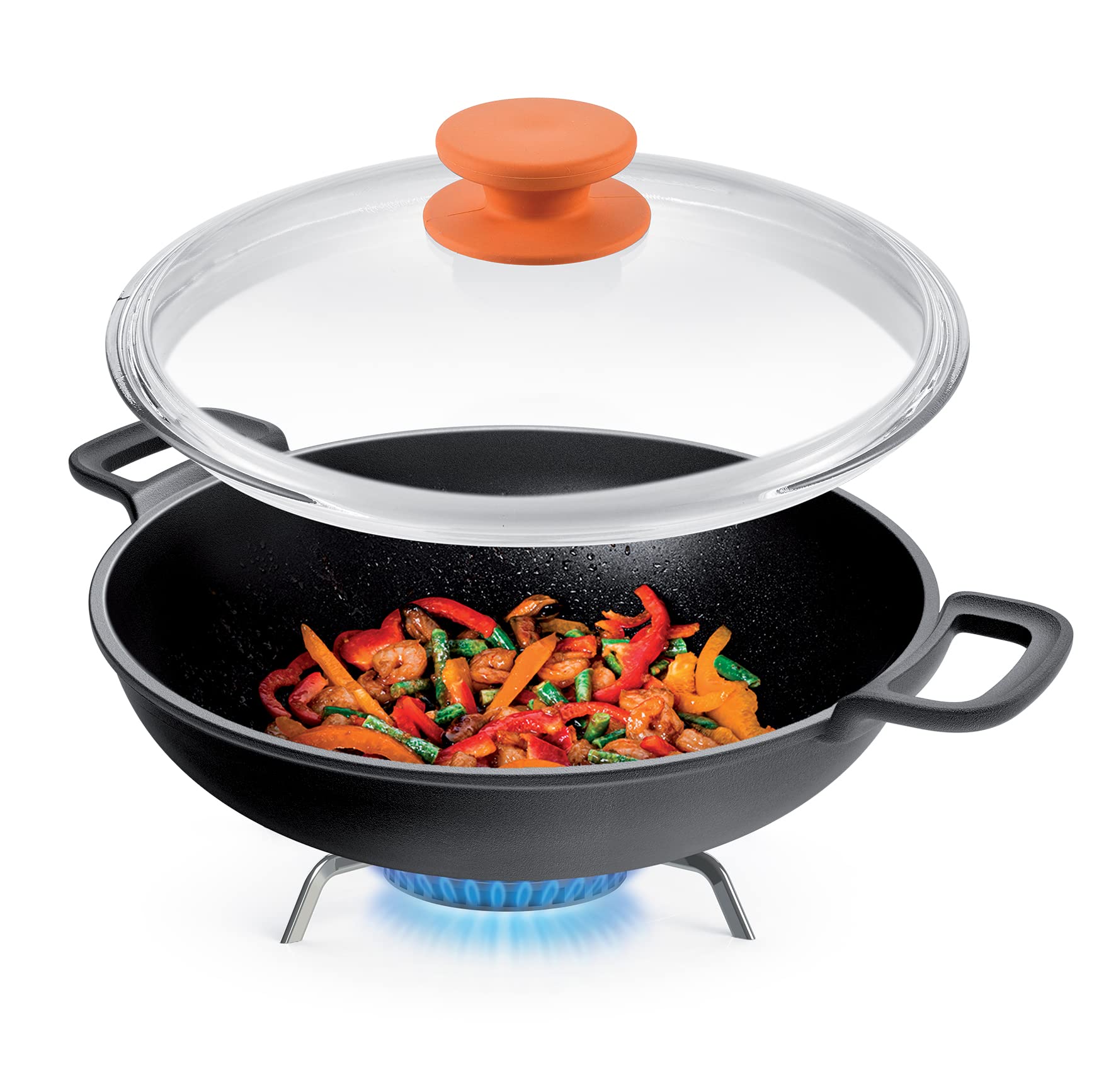 Tescoma 617020 Wok in ghisa ad alta conducibilità termica, ø 30 cm, linea MASSIVE