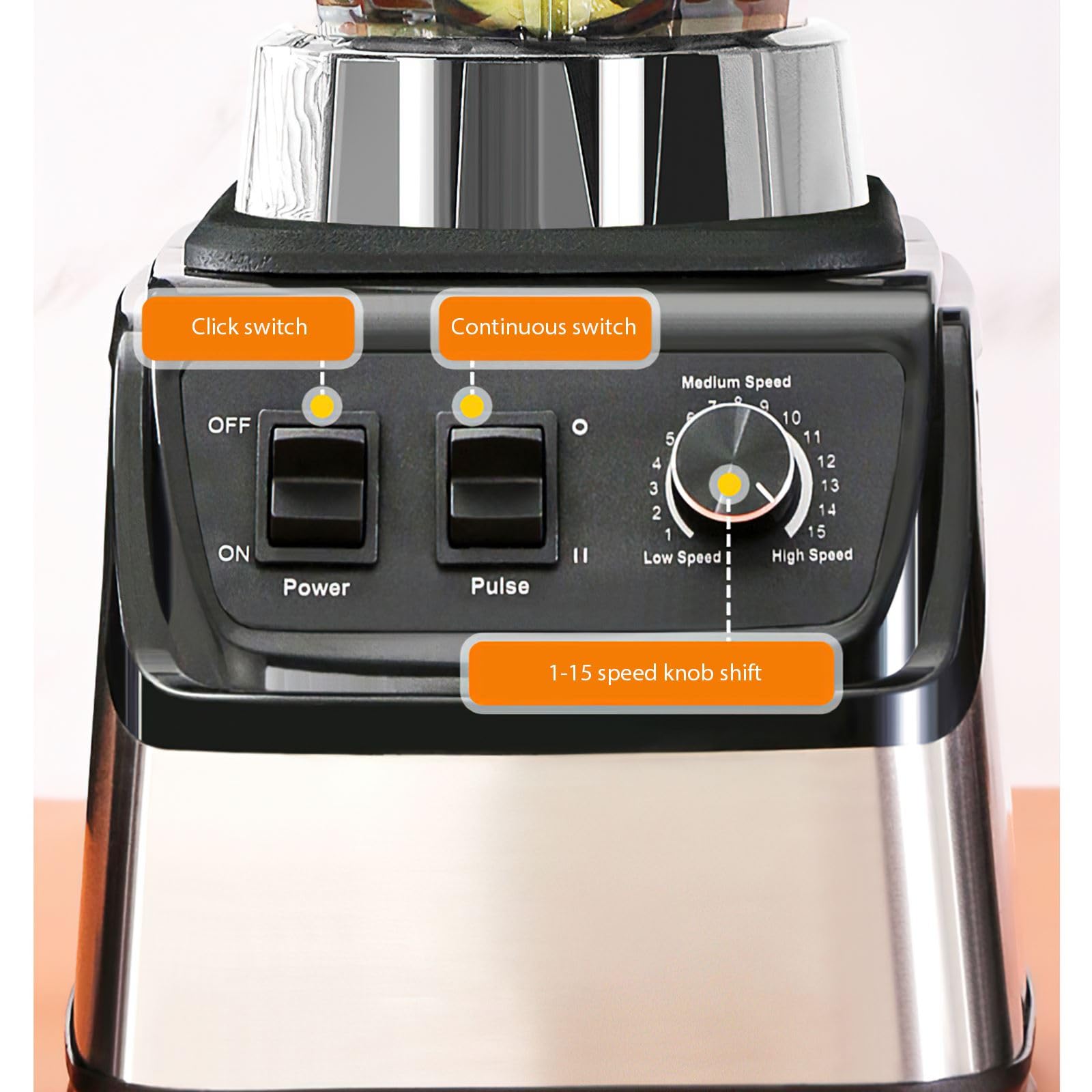 Batidora Profesional 3 en 1,Licuadoras para Zumos y Batidos 3L,3 Jarras y 15 Velocidades Ajustables,Cuchilla de Acero Inoxidable de 8 Hojas,Licuadora de Batidos para Frutas, Smoothies y Verduras