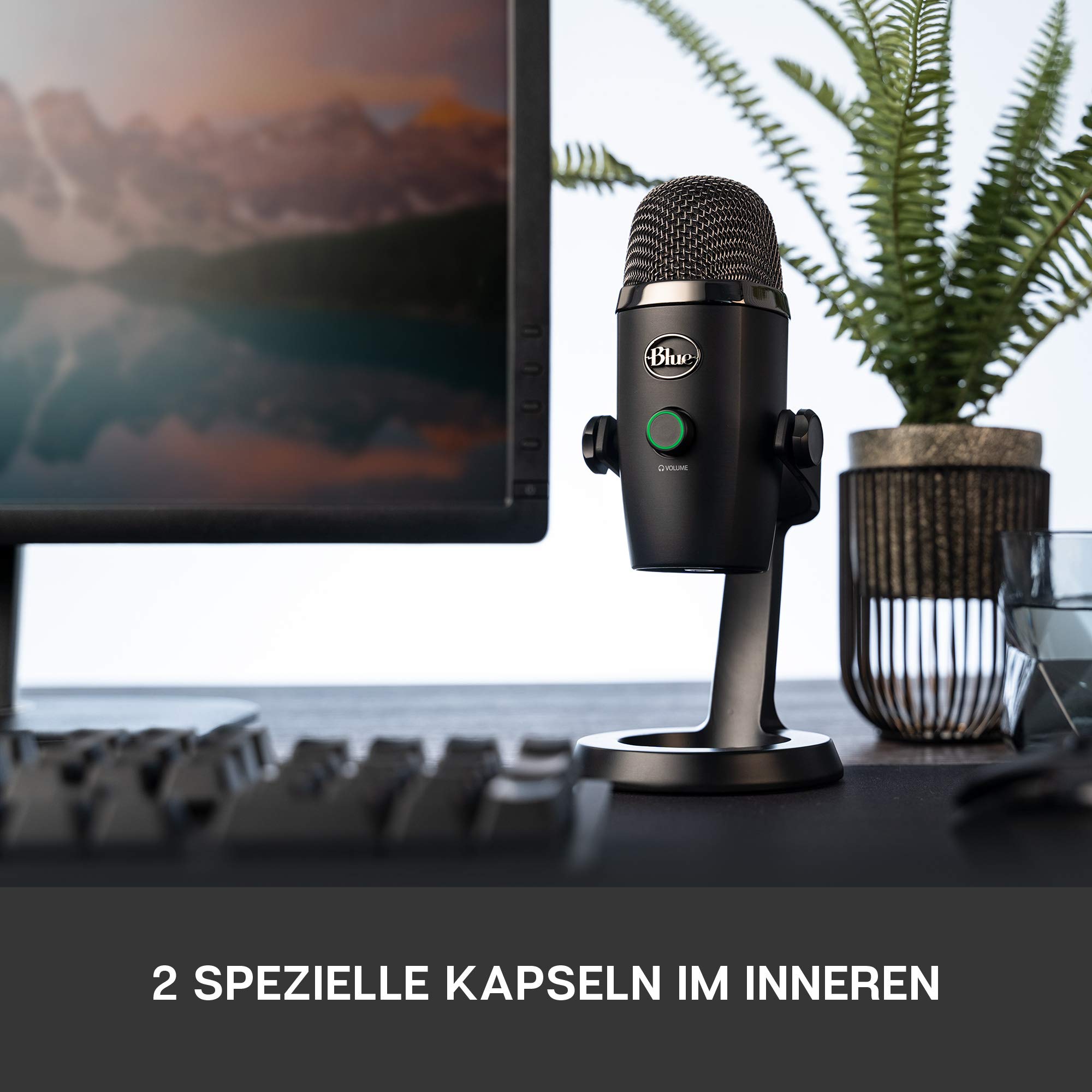 Blue Yeti Nano Premium USB-Mikrofon für Aufnahmen, Streaming, Gaming, Podcasting auf PC und Mac, Mit Blue VO!CE-Effekten, Nieren- und Kugelcharakteristik, Latenzfreies Monitoring - Schwarz