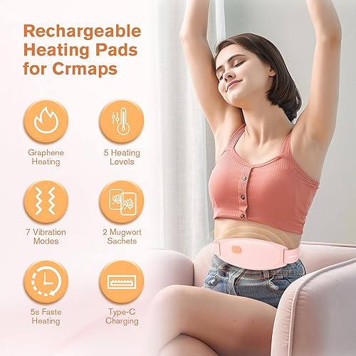 Miniatura 2 de Almohadillas térmicas para calambres, almohadilla térmica portátil para calambres, almohadilla térmica menstrual agradable a la piel con 3 niveles