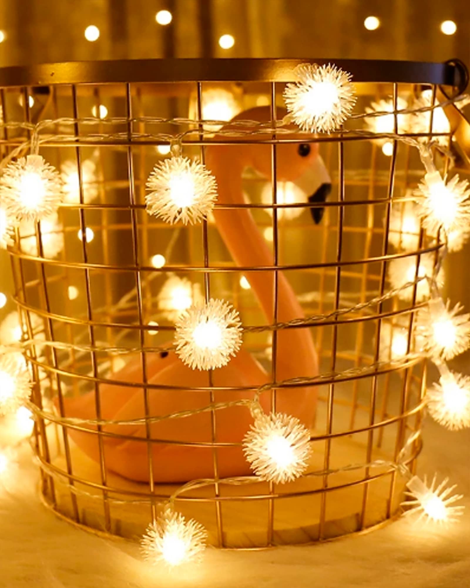 Homesake® 20-Led Fairy Lights for Decorations, Waterproof String Lights, Warm White, LED Lights, Festive Decor, Diwali Decorative Light, Tree Light, Led Lights for Decoration, (Snow Ball)5M, 2Pin Plug