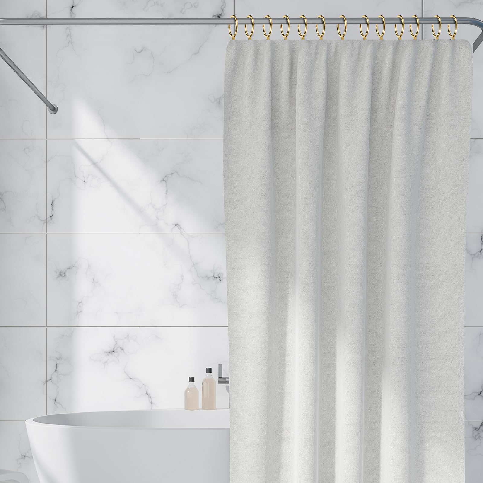 Qunclay Lot de 100 anneaux de rideau en métal avec œillets pour rideaux et rideaux en métal pour fenêtre, porte de douche (doré)
