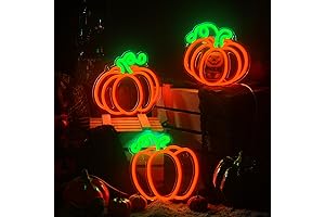 Treela 3 Pcs Neon Pumpkin Sign for Enchanting Fall Decor