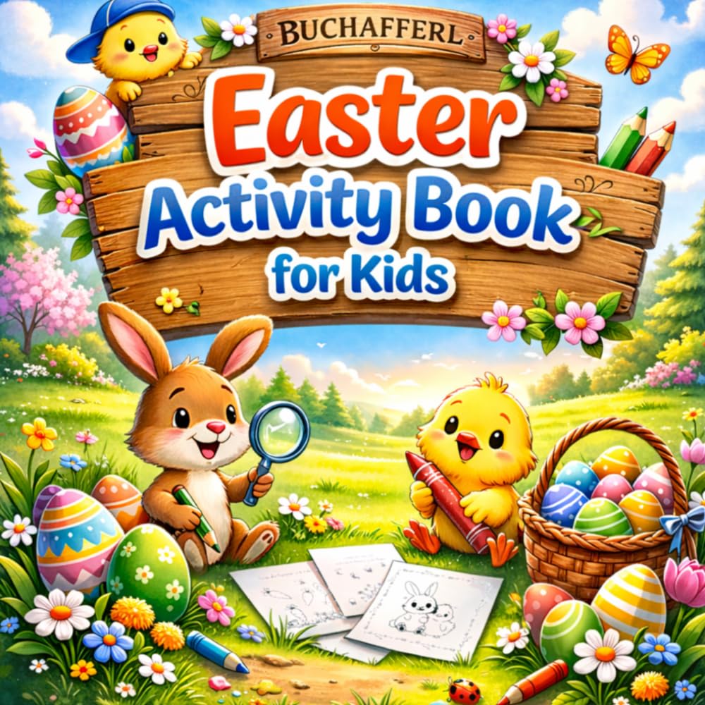 Easter Activity Book for Kids: Easter Puzzle and Coloring Book for Kids Ages 3+ – Fun Activities for Preschool and Kindergarten