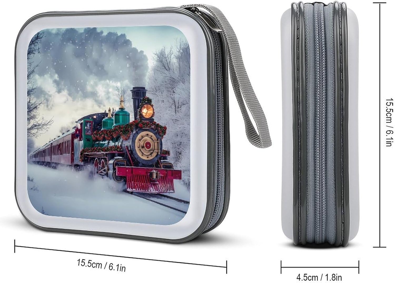 Christmas Train Steam Engine CD Cases DVD Holder Storage Box Plastic Protection Case for Car Home Office Travel image 2