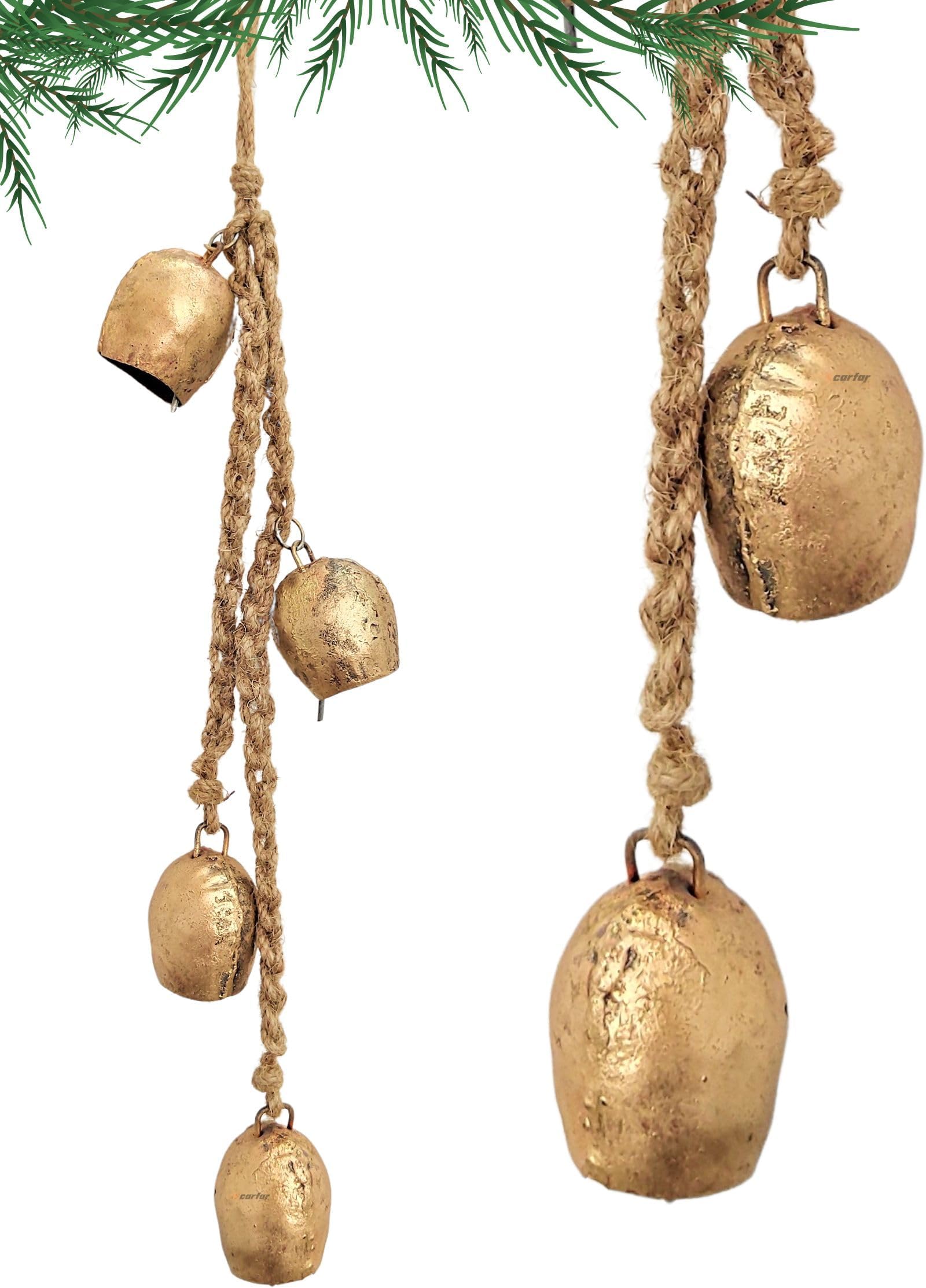 Amazon.com: Carfar Set of 3 Rustic Style Large Star Cut Bells Handmade ...