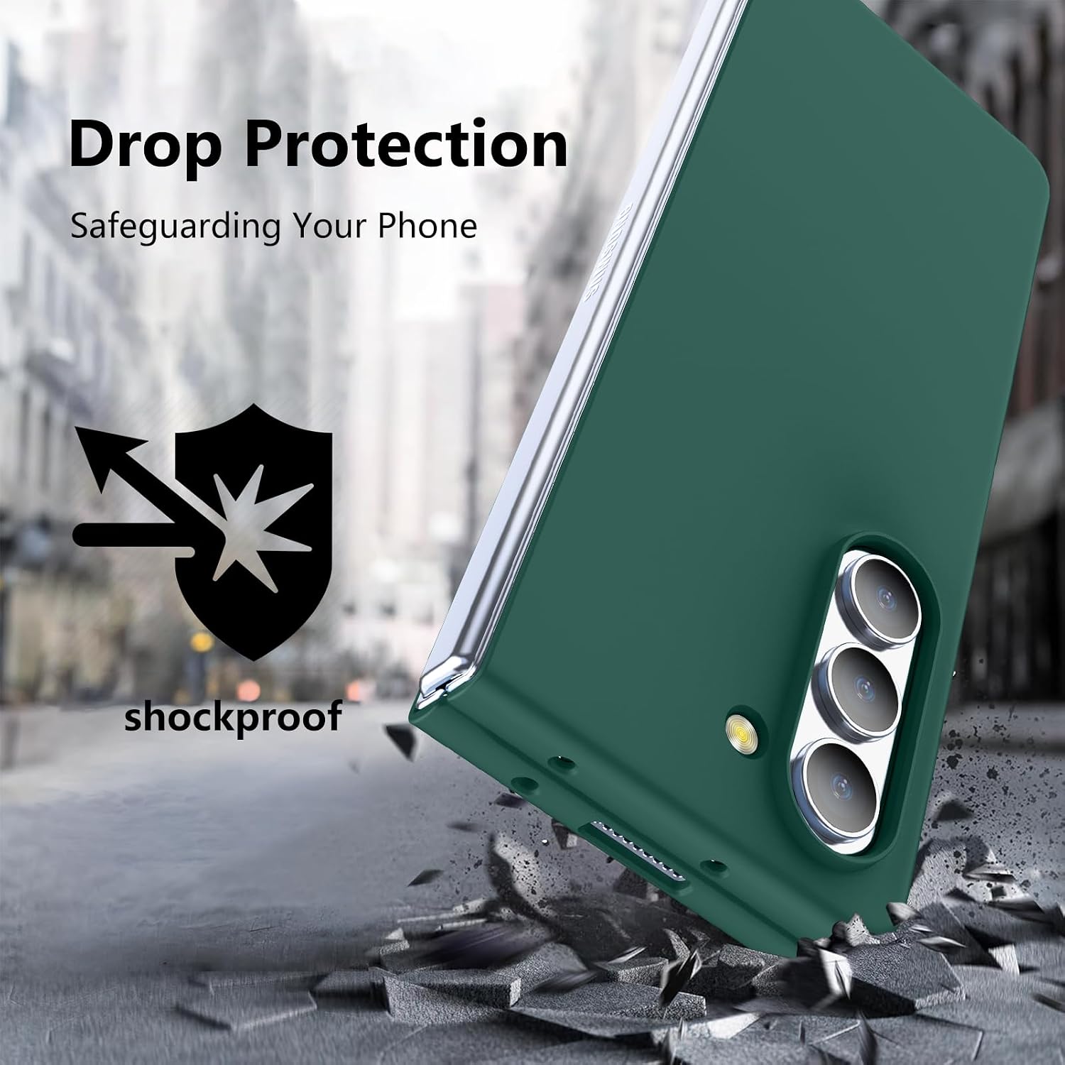 for Galaxy Z Flip 4 Case, Matte PC Case for Women Men Girls Boys Drop Protection Shockproof Slim Thin Cute Cover for Galaxy Z Flip 4, Deep Green 10.16