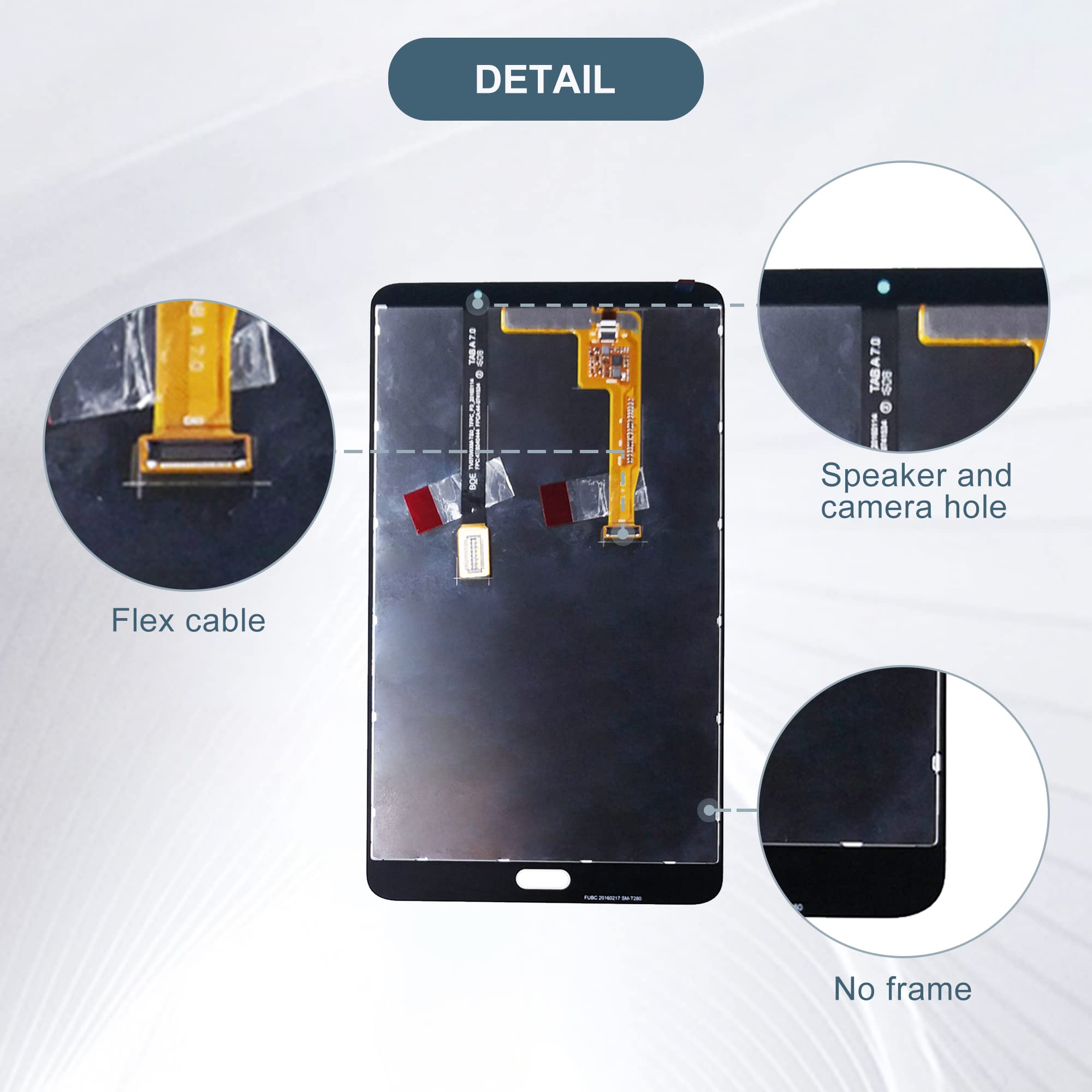 Display LCD compatibile con Samsung Galaxy Tab A 7.0 2016 WiFi SM-T280 Display Touch Screen Screen Digitizer Vetro Assembly + Strumenti (bianco)