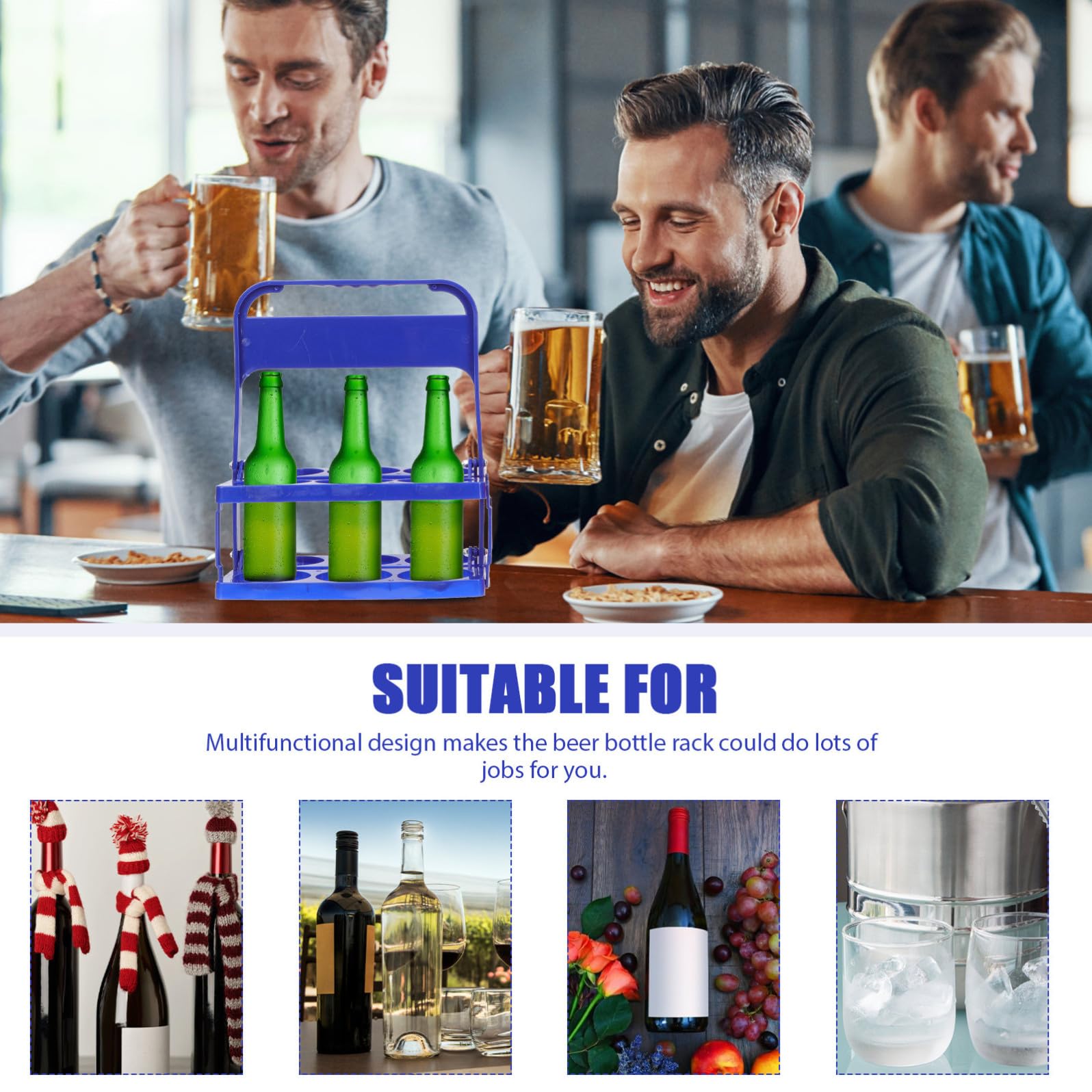 SECFOU Portabottiglie in Plastico 2 Pezzi Multifunzionale Pieghevole, Cestino Porta Bottiglie per Birra e Vino, per Feste Speciali e Regali Housewarming