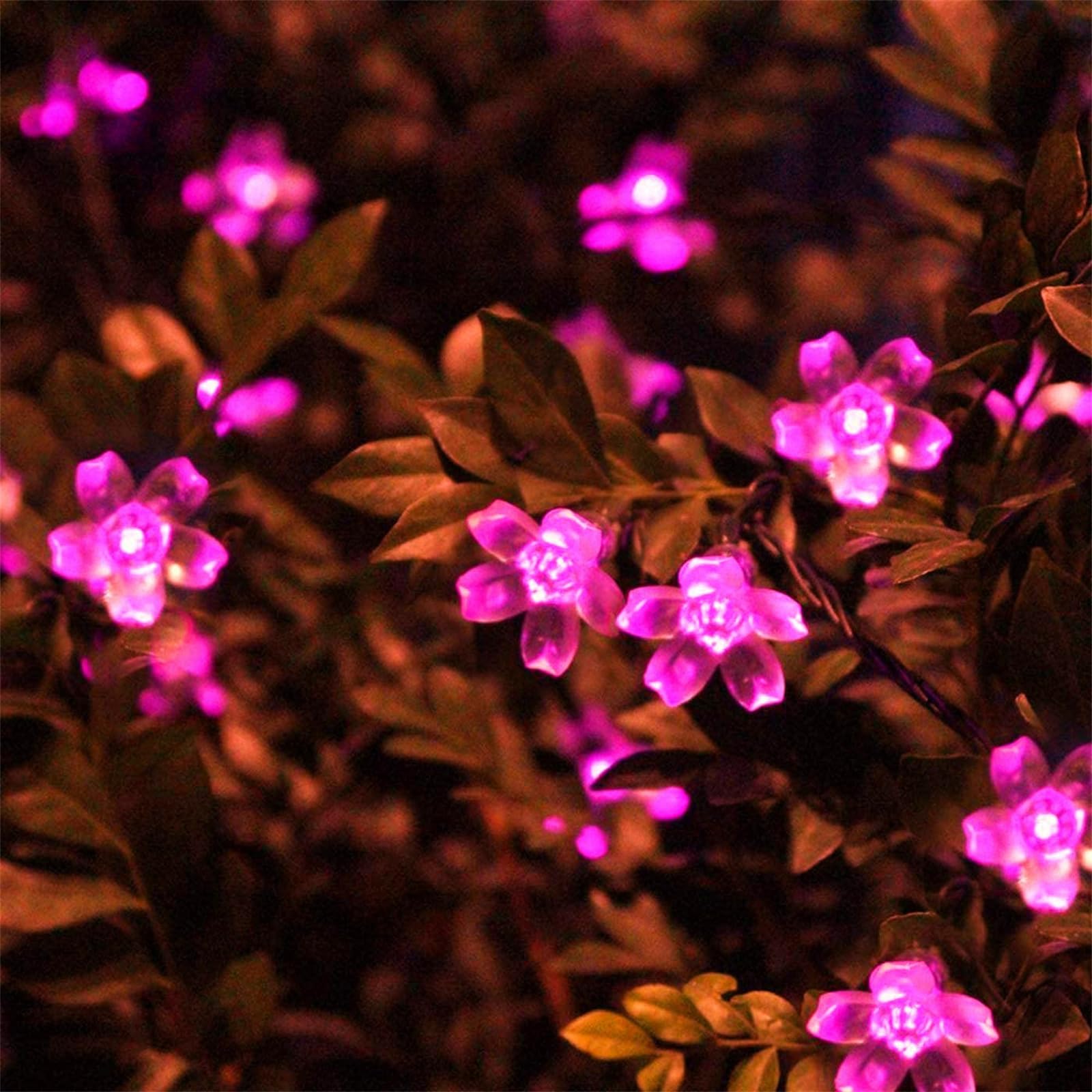 FANSU LED Garden Lights, 8 Modes Indoor/Outdoor Solar String Lights, Colorful Flower Solar Lights Outdoor Garden, for Patio Yard Home Christmas Parties Wedding Decorations (Pink,9.5m/50 LED)