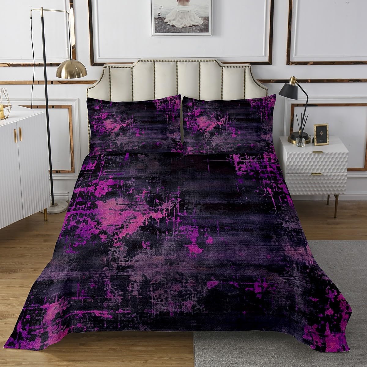 Erosebridal Navy Blue and Green Watercolor Twin Bedspread Set for Boys Men,Modern Abstract Bedding Sets Grunge Tie Dye Pastel Coverlet Set,Contemporary Artwork Bed Set Soft Cozy