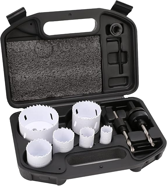 Amazon Basics 9 Piece Bi-Metal High Speed Steel Hole Saw Kit with Carry Case 20 mm to 68 mm