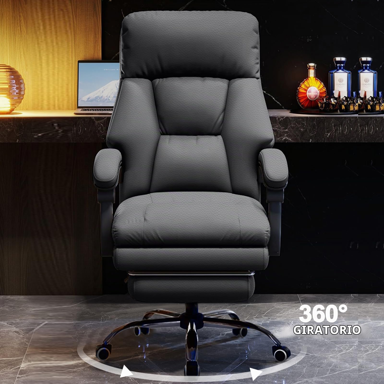 Silla de Oficina con Reposapiernas Sillas Ejecutivas con Ruedas Sillas Gaming con Respaldo Alto Silla de Trabajo Ergonómica Reclinable Y Ajustable para Oficina en Casa