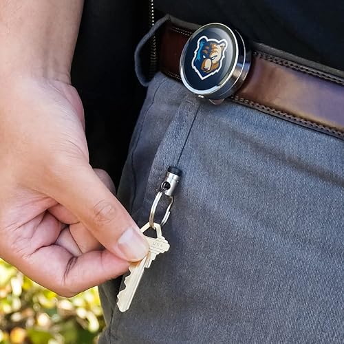 Miniatura 3 de Bob Jones University - Carrete retráctil de metal resistente con logotipo primario de la universidad con clip para cinturón