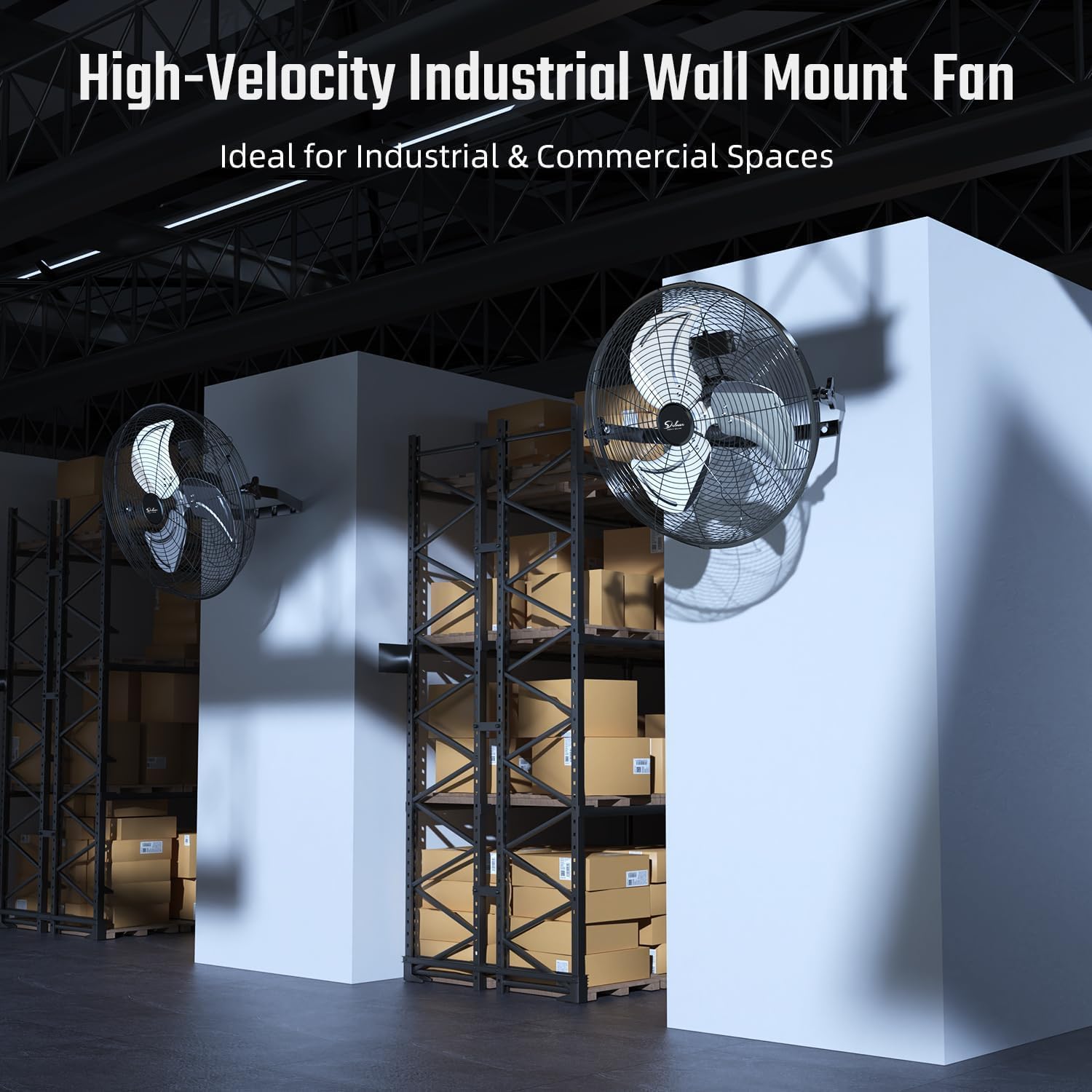 Simple Deluxe 18 Inch Industrial Wall Mount Fan, Max 4200 CFM 3 Speed Commercial Ventilation Metal Fan for Warehouse, Greenhouse, Workshop, Patio, Factory and Basement - High Velocity Black