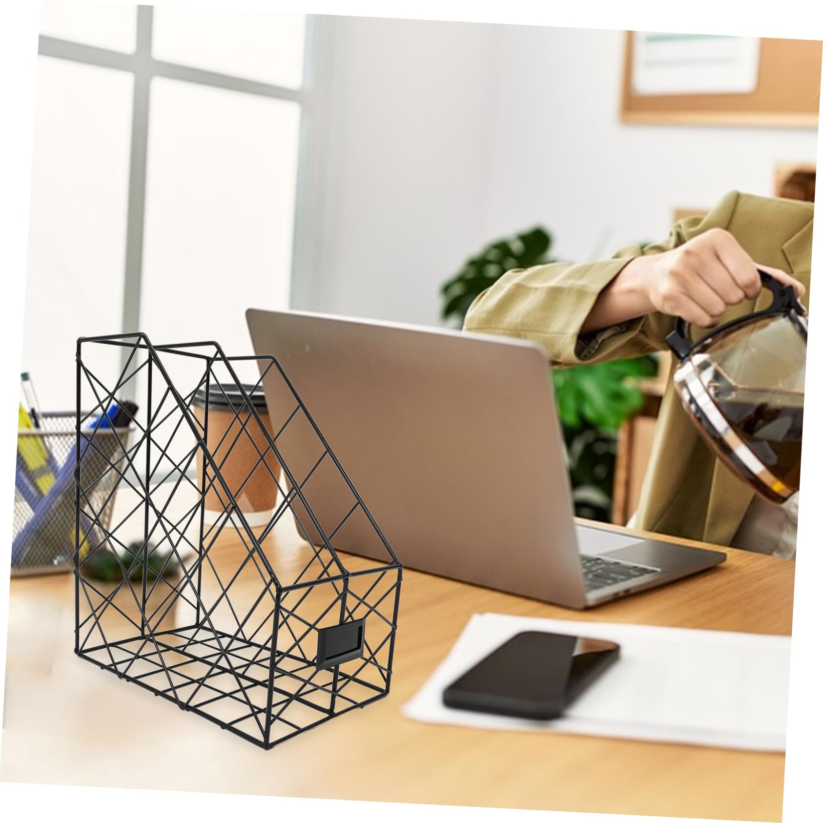 TEHAUX Organizador De Escritorio De Soporte Vertical para Libros y Documentos Estante Moderno para Oficina Rack Resistente y Espacioso para Archivos y Material De Estudio