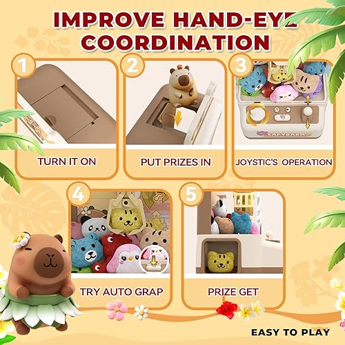 Miniatura 5 de Mini máquina de garras para niños, bonita máquina expendedora Capybara de juguetes para niñas de 3 a 4 años, dispensador de caramelos para niños,