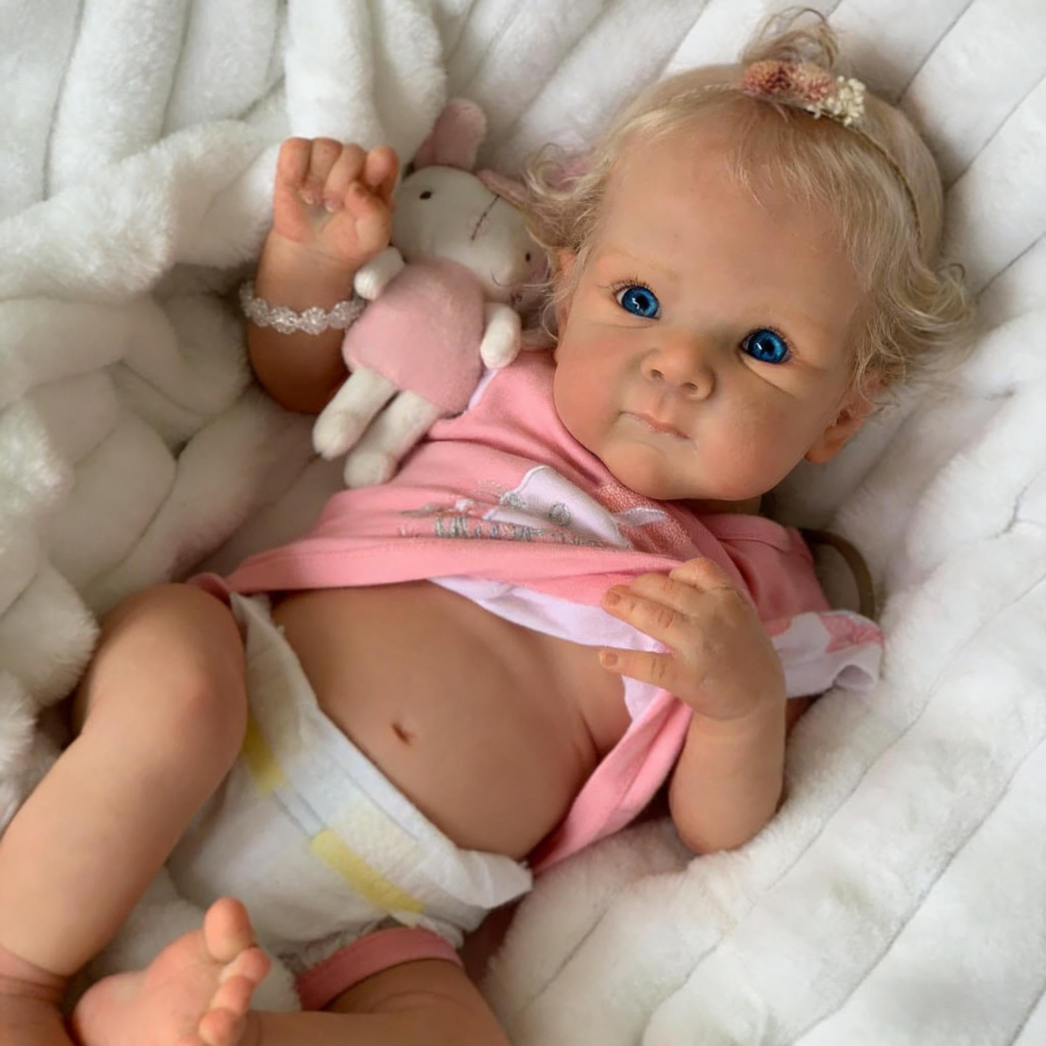 RXDOLL Realistische Reborn Baby Puppen Silikon Vinyl Ganzkörper Mädchen 18 Zoll Lebensechte Babypuppen, die wie das echte Leben Aussehen Neugeborenes Baby Puppe Anatomisch korrektes