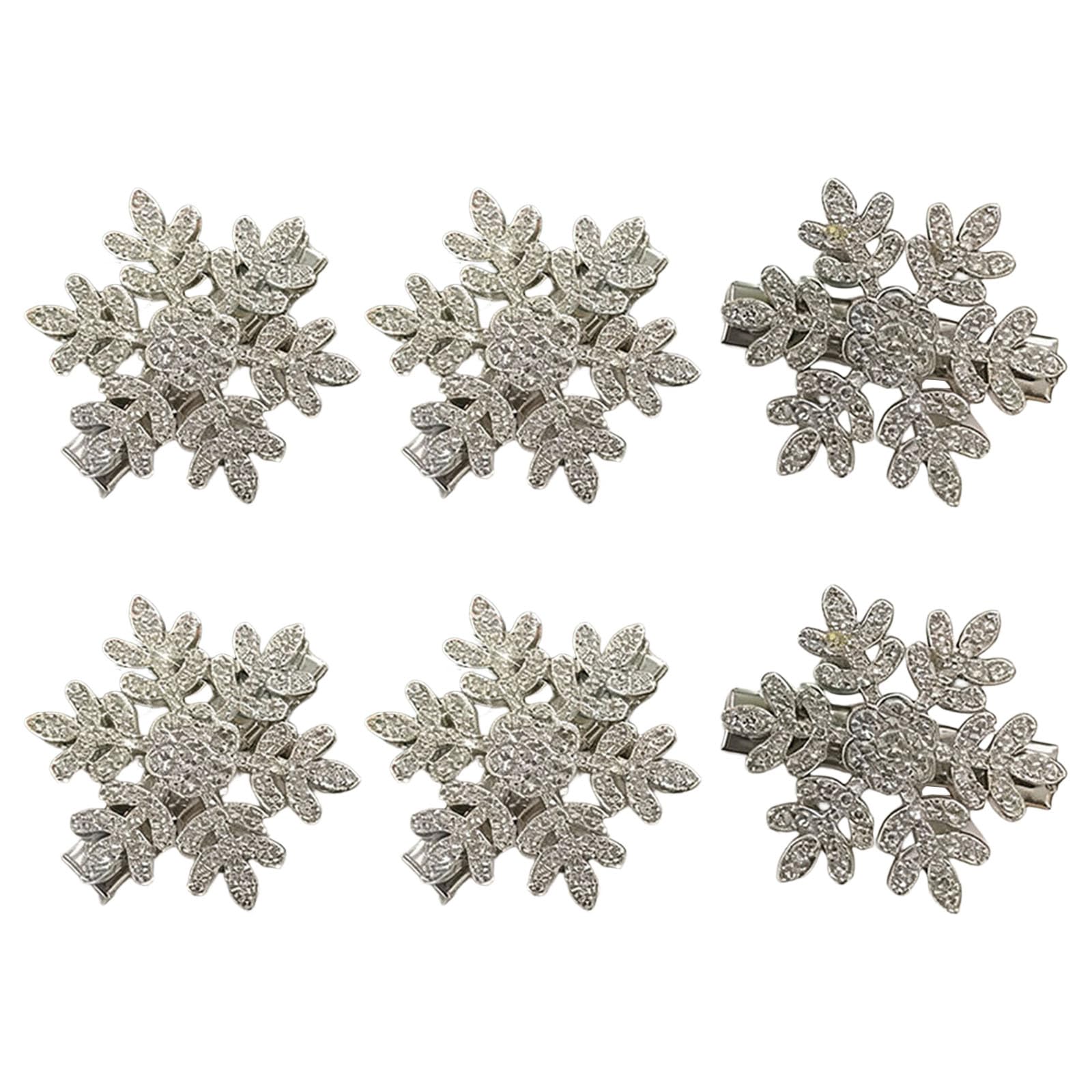 YUXITA 6 Piece Snowflake Rhinestones Pearls Hair Clip For Girls Lightweight Christmas Hair Accessory Creative