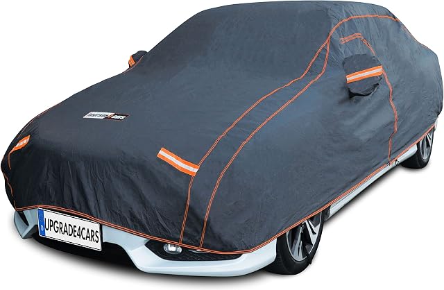 Upgrade4cars Uniwersalna osłona samochodowa klasy premium, do samochodu, na zewnątrz, całkowicie oddychająca i wodoszczelna plandeka okryciowa na wszystkie pory roku | rozmiar SUV: M 432 * 185 * 145 cm