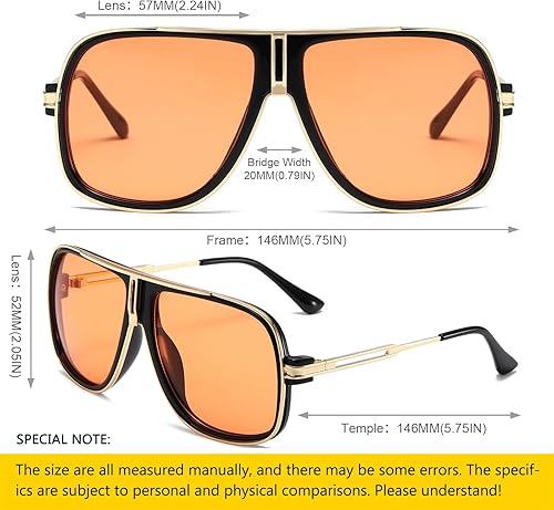 Vista 2 de LIXX Lentes de sol piloto estilo retro de los años 80 con detalles dorados de lujo, protección UV400, marco de metal y estilo vaquero chic