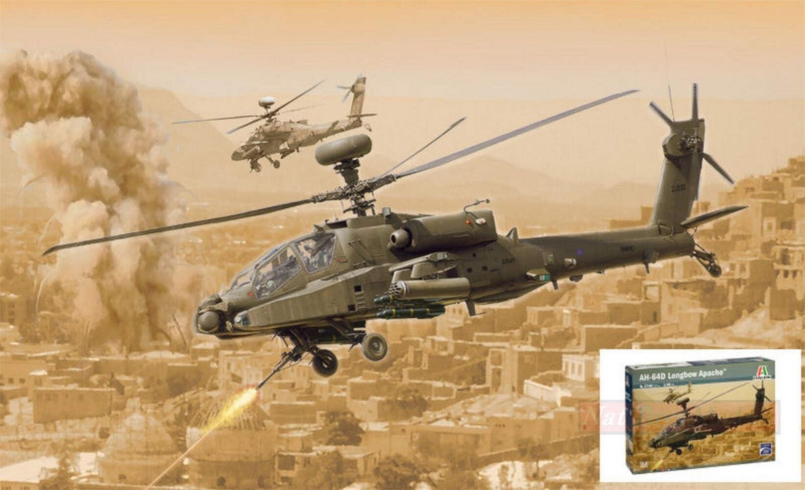 ITALERI Kit da Montare in Scala Compatibile con AH-64D LONGBOW Apache Kit 1:48 IT2748