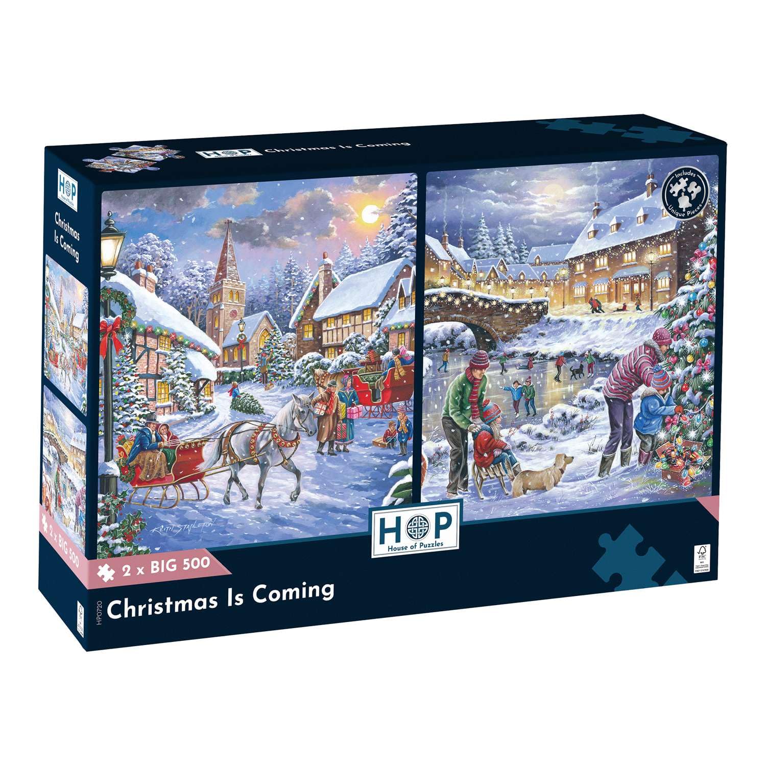 The House of Puzzles Christmas Is Coming 2 x BIG 500 Piece Jigsaw Multipack