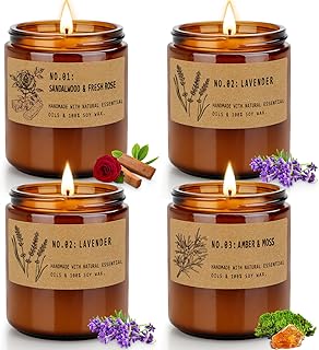 Candles for Home Scented Candles Set, 4 Pack Candles Gifts Set for Women/Men, Soy Candle, Lavender Candle, 220H Long Lasting Soy Wax Candle Set for Mother's Day, Birthday, Anniversary, Men
