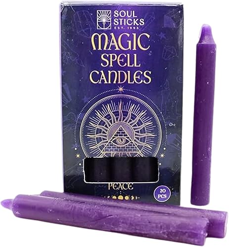 Miniatura 9 de Soul Sticks Peace - Velas cónicas de hechizo mágico de 4 pies, 20 unidades, ideales para altar, rituales, ceremonias, vela púrpura de meditación