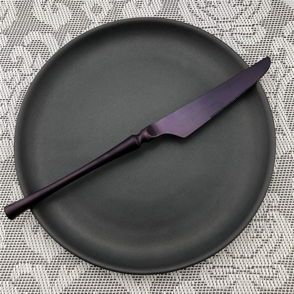 Besteck-Set, neues Besteck-Set aus Edelstahl, violett, matt poliert, schwarz, Geschirr-Set, Geschirr, Abendessen, Messer, Gabel, Suppe, Küchenzubehör (Farbe: Lila) (Regenbogen) (Champagner-Gold)