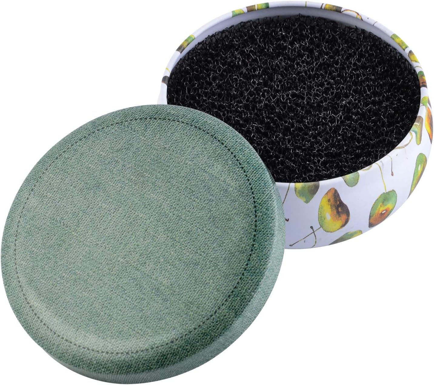 KDKD Color Switch Makeup Brush Cleaner, Shaking Off Eyeshadow Colors on Sponge in Round Rose Case (Green Cherry Top)
