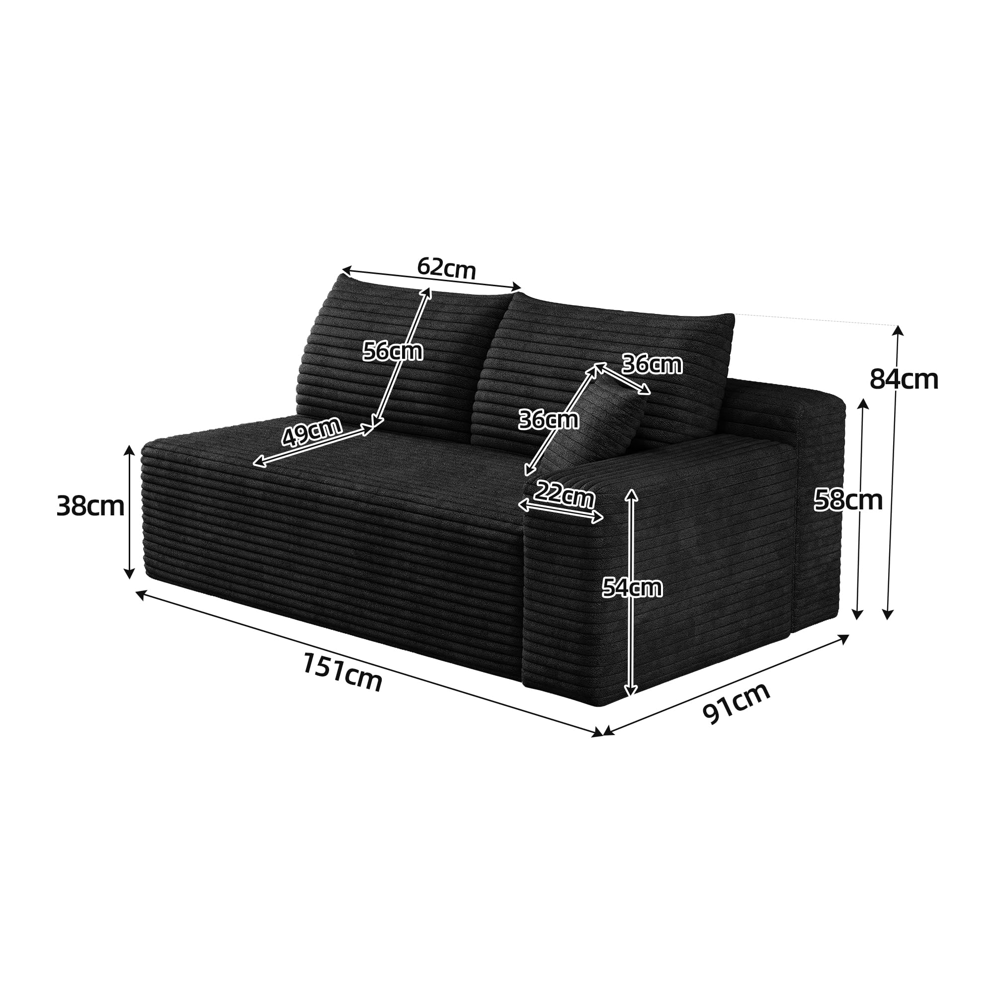 Sapgaks Sofá de esquina convertible, sofá de 1-2 plazas, sofá convertible, de compresión modular, espacioso y cómodo, puede combinarse libremente, sin necesidad de montaje