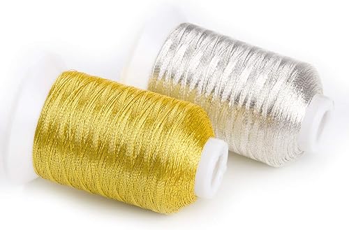 Miniatura 3 de Simthread Hilo para máquina de bordar, 550 yardas, 40 colores Brother y 2 hilos metálicos, colores dorados y plateados para bordar y coser
