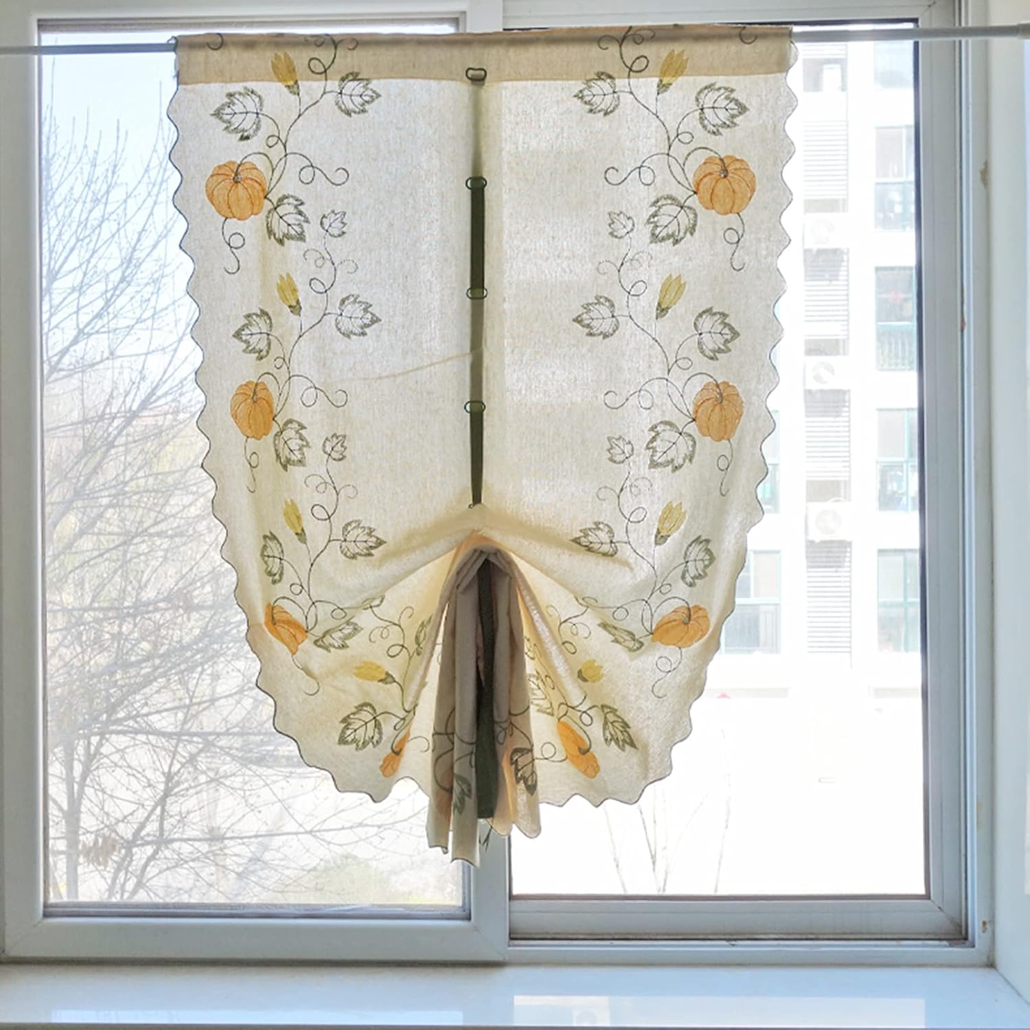 Kitchen Curtain Modern,Tier Curtains Valance,Voile Short Curtain Small Windows/Bedroom/Kitchen/Bathroom,Small Cafe Curtains,Semi-Transparent Country Style Bistro Curtain Christmas Decoration