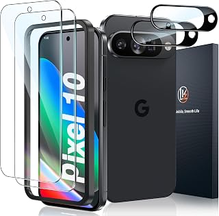 2 Pack for Google Pixel 10 Screen Protector with 2 Pack Camera Lens Protector [New Version] Support Fingerprint Unlock, HD 9H Tempered Glass Screen for Pixel 10, Anti-Scratch, Bubble Free