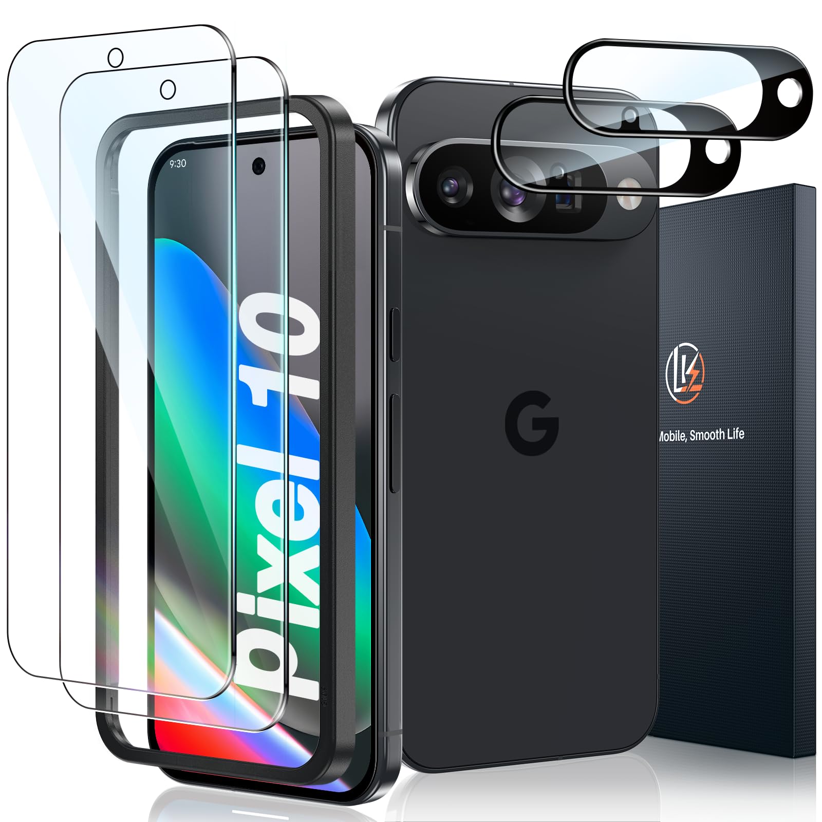 JETech Screen Protector For Google Pixel 10 Pro XL/Pixel 9 Pro XL, Tempered Glass Film With Easy Installation Tool, Fingerprint Compatible, HD Clear, 3-Pack