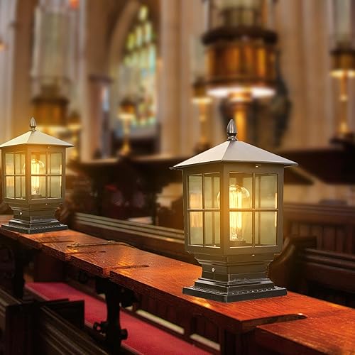 Miniatura 5 de Luz de poste al aire libre, Lámpara de poste de lámpara, Faroles de poste impermeables exteriores, Iluminación de cubierta de poste de valla,