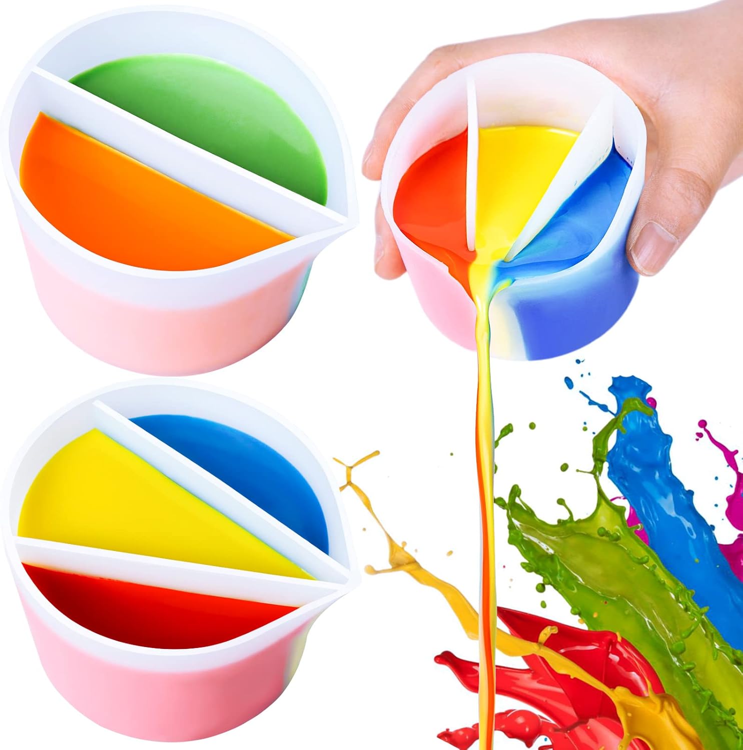 2pcs Split Cups for Paint Pouring, Acrylic Paint Pouring