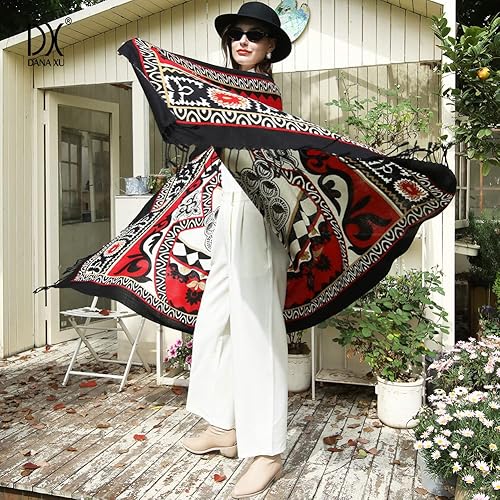 Miniatura 52 de DANA XU Manta de pashmina extragrande 100% de lana merina, bufanda de viaje, bufanda de cachemira para mujer, otoño e invierno, chal de gran