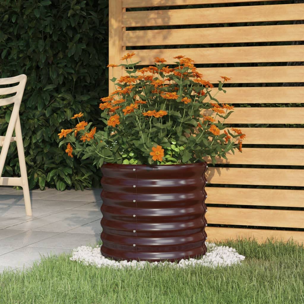 Pflanzkübel aus verzinktem Stahl braun Pflanzgefäß verzinkter Stahl brauner Pflanzkübel verzinkter für Garten Balkon Terrasse