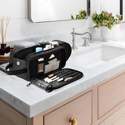 Miniatura 7 de Sinestour Bolsa de aseo personalizada de baloncesto, bolsa de ducha de gran capacidad, bolsa de afeitar de apertura ancha para hombres, aretes y