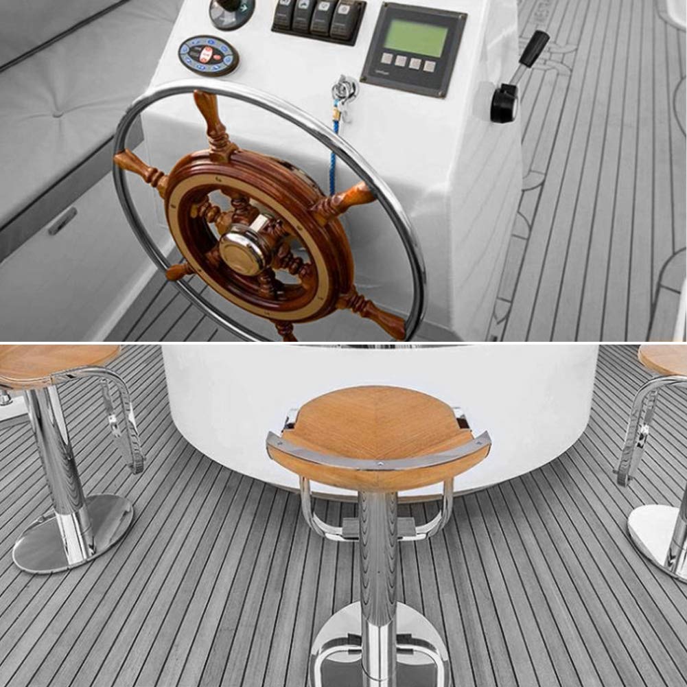 Ejoyous Antirutschmatte aus Schaumstoff, Bodenbelag für Boote aus Teak Eva, für Yacht, Remi-Boote, Camping Auto, hellgrau, 240 x 90 x 0,6 cm, Rutschfester Teppich mit Selbstklebender Rückseite