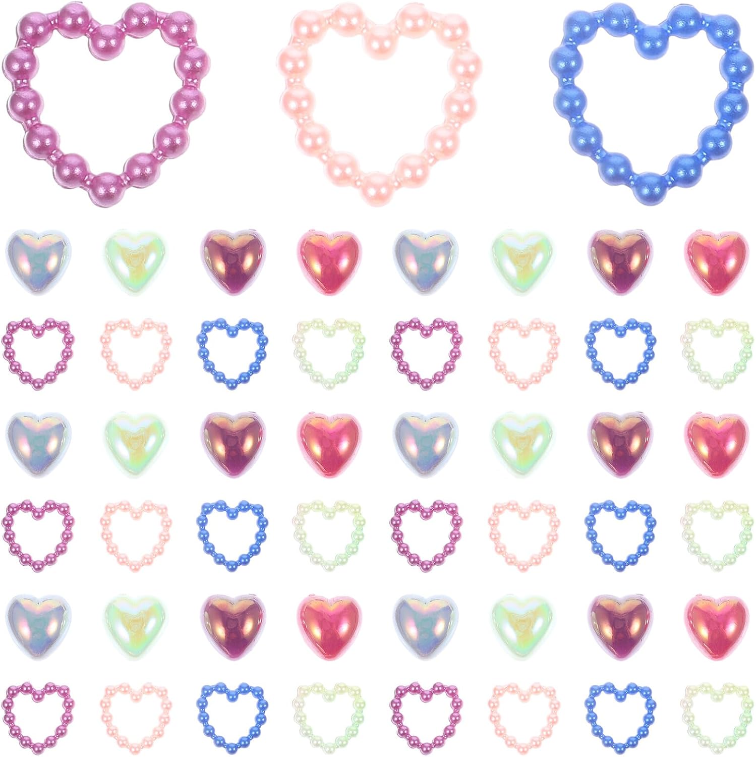 50g Pack Heart-Shaped Flat Back Pearl Embellishments Nail Charms DIY Craft Gems for Manicure and Nail Art Accessories