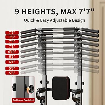 Power Tower Pull Up Bar Station, 450 lbs Capacity, Heavy-Duty 2 Steel Frame, Stable X-Base, Adjustable Dip Station for Home Gym
