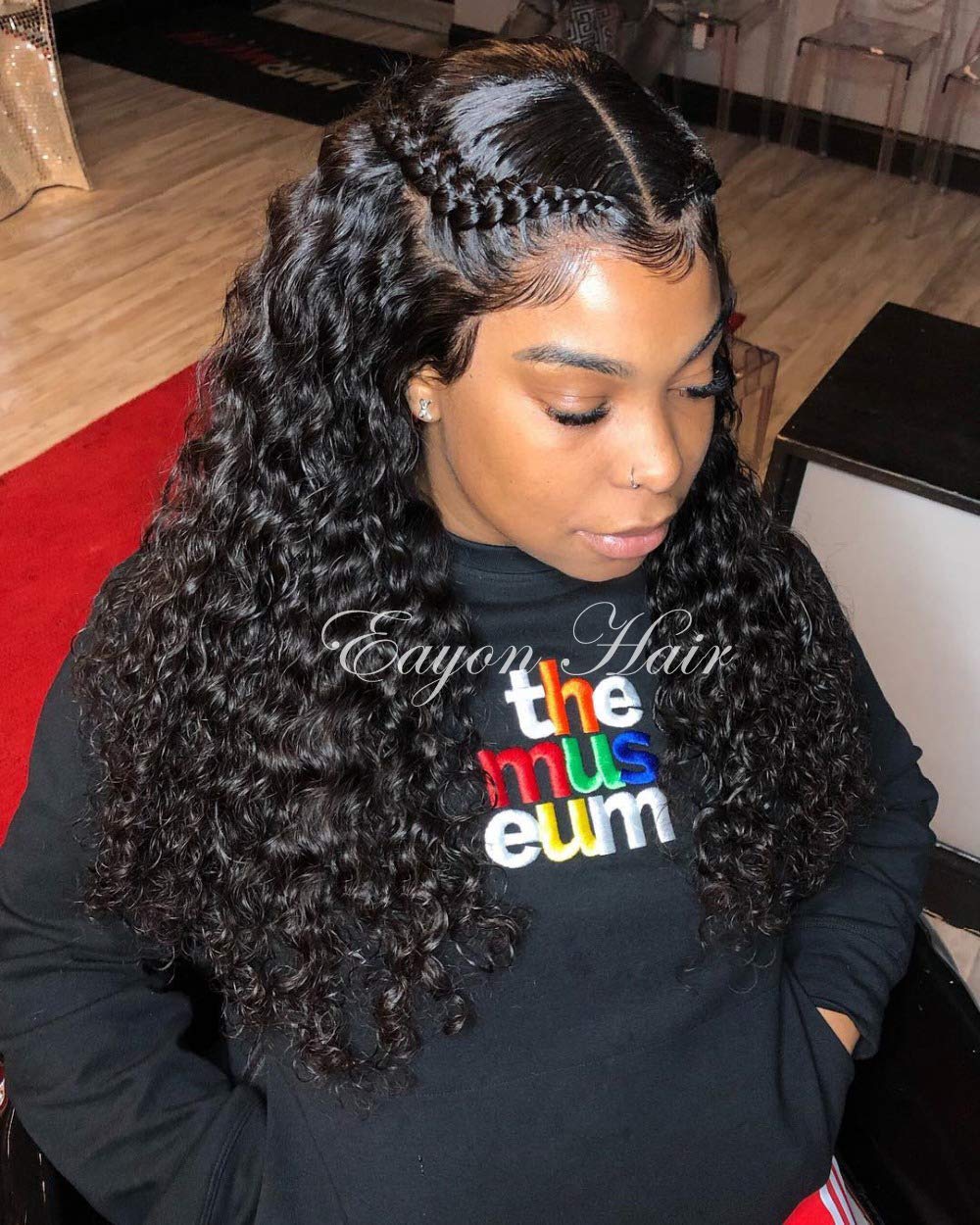 Eayon Hair360 Lace Frontal Wig Human Hair with Baby Hair Water Wave Brazilian Remy Lace Wigs for Black Women 180% Heavy Density 18 inches Natural Color