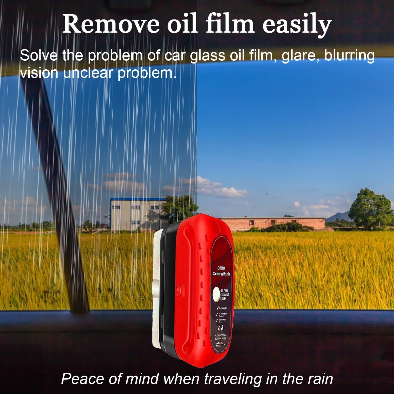 Fululuer Glass Oil Film Remover for Car Windshield and Windows, Upgrade 2.0 Clear Vision Glass Cleaner with Anti-Rain & Anti-Fog Coating for Improved Clarity and Safer Driving (Red) XL - Image 3